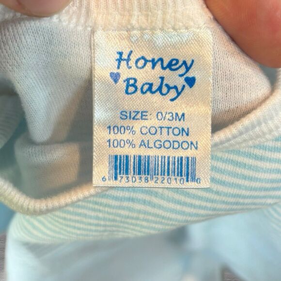 Bodysuit With Baby Boy Embroidery Blue Striped 0/3 Cotton - Picture 4 of 5